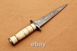 13.00 Handmade Damascus Steel Combat Tactical Hunting Dagger Knife With Sheath