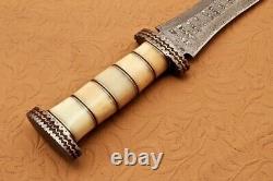 13.00 Handmade Damascus Steel Combat Tactical Hunting Dagger Knife With Sheath