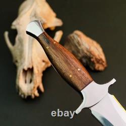 13.1 Stainless Dagger Knife Full Tang Wood Handle Fix Blade Leather Sheath