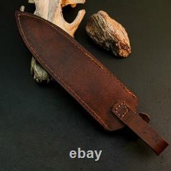 13.1 Stainless Dagger Knife Full Tang Wood Handle Fix Blade Leather Sheath