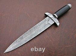 13.50 Handmade Damascus Steel Combat Tactical Hunting Dagger Knife With Sheath