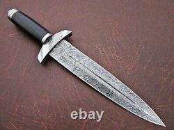 13.50 Handmade Damascus Steel Combat Tactical Hunting Dagger Knife With Sheath