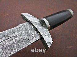 13.50 Handmade Damascus Steel Combat Tactical Hunting Dagger Knife With Sheath