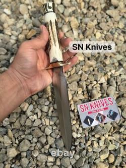 13'CUSTOM HANDMADE D2 TOOL STEEL HUNTING DAGGER BOWIE KNIFE CAMPING WithSHEATH