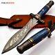 13 Custom Hand Forged Damascus Steel Blue Bone Handle Hunting Dagger Knife