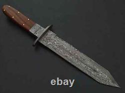 13 Custom Hand Made Damascus Steel Dagger Knife Rosewood Handle'