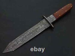 13 Custom Hand Made Damascus Steel Dagger Knife Rosewood Handle'