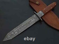 13 Custom Hand Made Damascus Steel Dagger Knife Rosewood Handle'