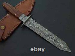 13 Custom Hand Made Damascus Steel Dagger Knife Rosewood Handle'