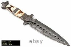 13 HAND FORGED DAMASCUS STEEL DAGGER BOOT KNIFE With STAG & DAMASCUS HANDLE -03