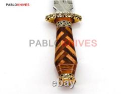 13 Premium Handmade Damascus Steel Hunting Dagger Knife Wood Brass Handle