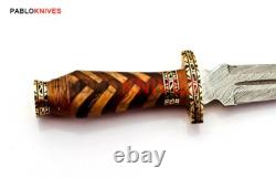 13 Premium Handmade Damascus Steel Hunting Dagger Knife Wood Brass Handle