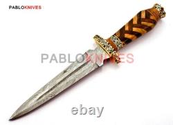 13 Premium Handmade Damascus Steel Hunting Dagger Knife Wood Brass Handle