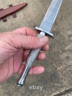 13Custom Handmade Commando Style Damascus Blade Dagger With Steel Handle