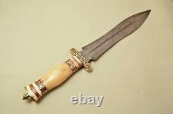 14.50 Handmade Damascus Steel Combat Tactical Hunting Dagger Knife With Sheath