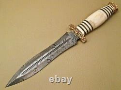 14 Handmade Damascus Steel Combat Tactical Hunting Dagger Knife With Sheath