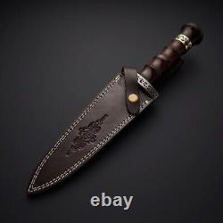 14 Handmade Damascus Steel Dagger Knife With Beautiful Brass Wood Handle