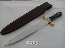 14'' Long Hand Made Dagger in Spring Steel Withbuffalo Horn Natural & Brass guard