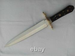 14'' Long Hand Made Dagger in Spring Steel Withbuffalo Horn Natural & Brass guard