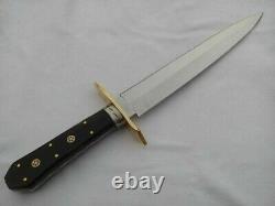 14'' Long Hand Made Dagger in Spring Steel Withbuffalo Horn Natural & Brass guard