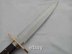 14'' Long Hand Made Dagger in Spring Steel Withbuffalo Horn Natural & Brass guard