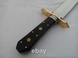 14'' Long Hand Made Dagger in Spring Steel Withbuffalo Horn Natural & Brass guard