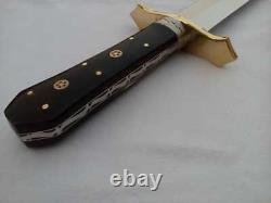 14'' Long Hand Made Dagger in Spring Steel Withbuffalo Horn Natural & Brass guard