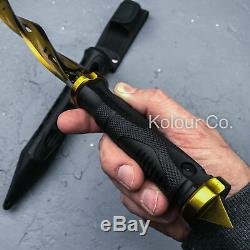 14 M48 CYCLONE DAGGER Tactical Combat FIXED BLADE KNIFE Bowie Gold with SHEATH