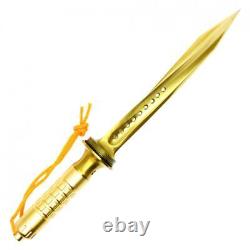 14 WARTECH Triple Twisted Golden Tri Blade Dagger Hunting Knife with Wooden Case