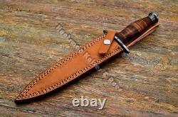 14'' long Double edged Hand Made DAGGER with Damast Steel Blade & Leather Handle