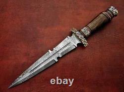 14Best Custom Handmade Damascus Steel Hunting Dagger Knife With leather sheath