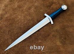 14thC Medieval Quillon Dagger, Custom Handmade Forged Spring Steel Dagger 8mm