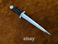 14thC Medieval Quillon Dagger, Custom Handmade Forged Spring Steel Dagger 8mm