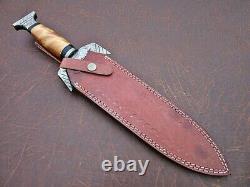 15.00 Handmade Damascus Steel Combat Tactical Hunting Dagger Knife With Sheath