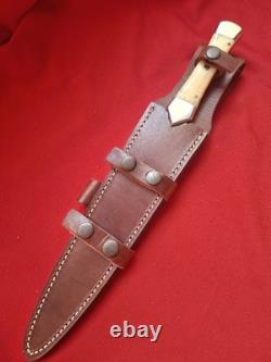 15 CFK (Early Production) D2 Steel, Bone Grip, Custom Leather Sheath. Collect