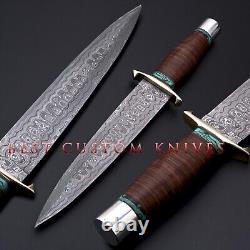 15 Combat Dagger Custom Made Hand Forged Damascus Steel Tactical Hunting Knife