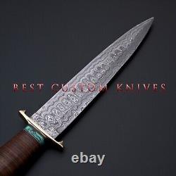 15 Combat Dagger Custom Made Hand Forged Damascus Steel Tactical Hunting Knife