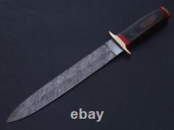 15 Custom Hand Made Damascus Steel Dagger Knife Wood Handle'