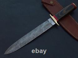 15 Custom Hand Made Damascus Steel Dagger Knife Wood Handle'