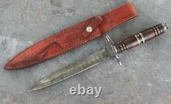 15 Forged Spike Handle Dagger Sheath Carbon Steel Double Edge Damascus Blade