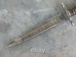 15 Forged Spike Handle Dagger Sheath Carbon Steel Double Edge Damascus Blade