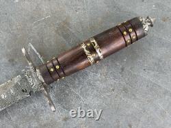 15 Forged Spike Handle Dagger Sheath Carbon Steel Double Edge Damascus Blade