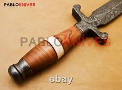 15 Hand Forged Damascus Steel Hunting Battle Ready Dagger Knife Wood Handle