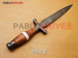 15 Hand Forged Damascus Steel Hunting Battle Ready Dagger Knife Wood Handle