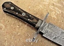 15 Handmade Damascus Steel Combat Tactical Hunting Dagger Knife With Sheath