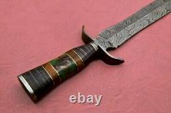 15 Handmade Damascus Steel Combat Tactical Hunting Dagger Knife With Sheath