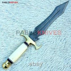 15 Premium Hand Forged Damascus Steel Hunting Dagger Knife Bone Handle