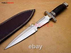 15 Rare Handmade J2 Steel Hunting Mirror Polish Dagger Knife Black Wood Handle