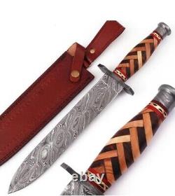 15custom Handmade Damascus Steel Hunting Dagger Knife With Sheath