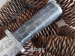 15handmade forged Fire Feather Damascus Combat Dagger Knife, Finger Tip Micarta